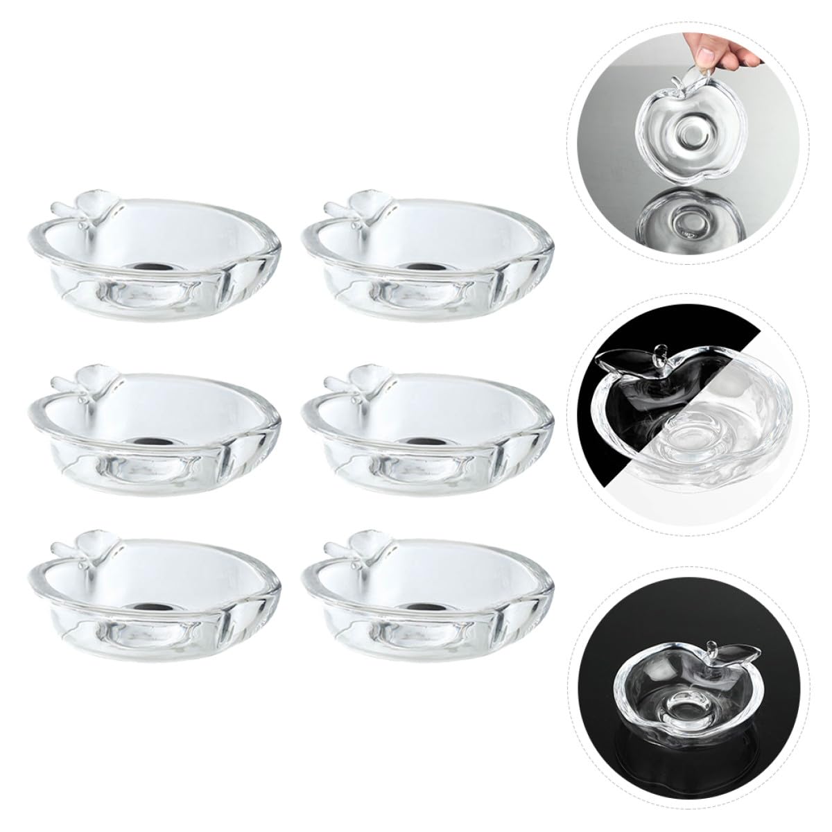 Assiette à Tremper Multifonction Petite Soucoupe, 6 Pièces en Verre