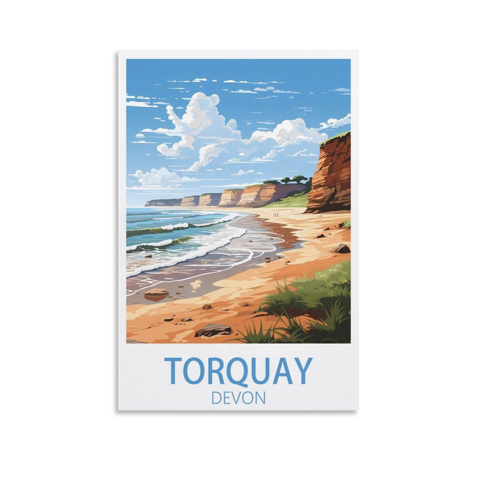 EZMLFA 5D Diamond Art Kits for Beginner,Torquay Devon,Diamond Art Kits Gem Cross Stitch Easy Kits for Beginner Crystal Art Crafts Home Wall Decor 50x60cm