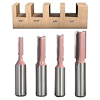 Vista 9 de Juego de brocas de enrutador extra largo de 2-1/2 pulgadas rectas, vástago de 1/2, broca de carburo de 2 flautas, para ranurado profundo de madera