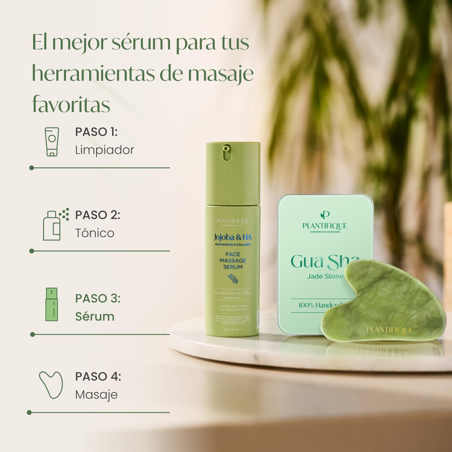 PLANTIFIQUE Maschera Viso Coreana Argilla Vulcanica - Purifica, Affina Pori, Idrata e Calma - 110 g & Siero Viso Jojoba Massage Bio Oil - Olio Puro Massaggiatore per Gua Sha 30 ml