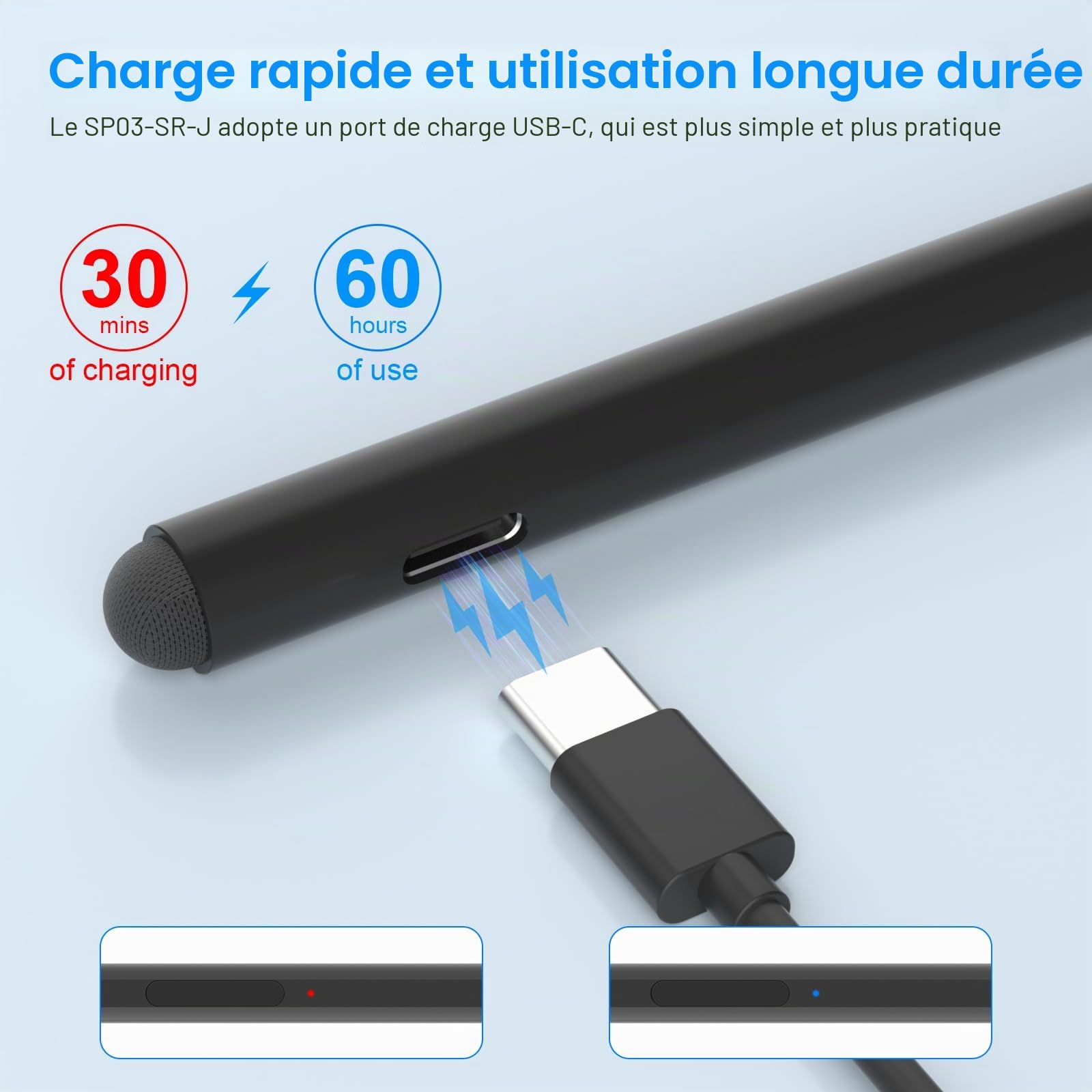 Stylet pour Surface Pro 12/11/10/9/8/7, Stylo Rechargeable avec Rejet de la Paume, 4096 Niveaux de Pression, Magnétique pour Surface Laptop 1-5, Surface Go 4/3/2, Book, Studio