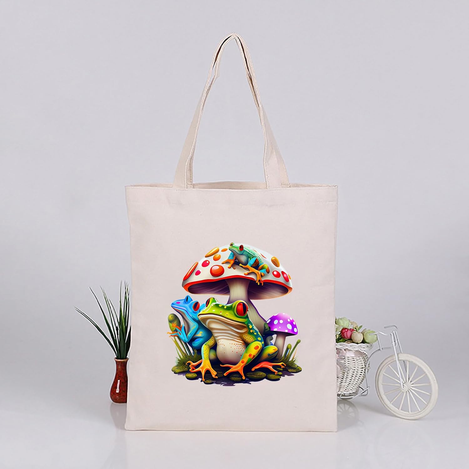 4Pcs Mushroom Frogs Iron On Transfer Patches DIY Iron On Decals Heat Transfer Vinyl Stickers for Clothes T Shirts Bag Pillow Covers Appliques