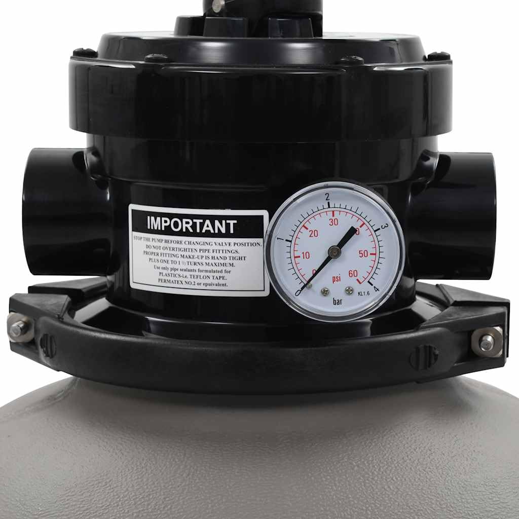 vidaXL Zwembadzandfilter Met 4-positie ventiel 350 mm grijs