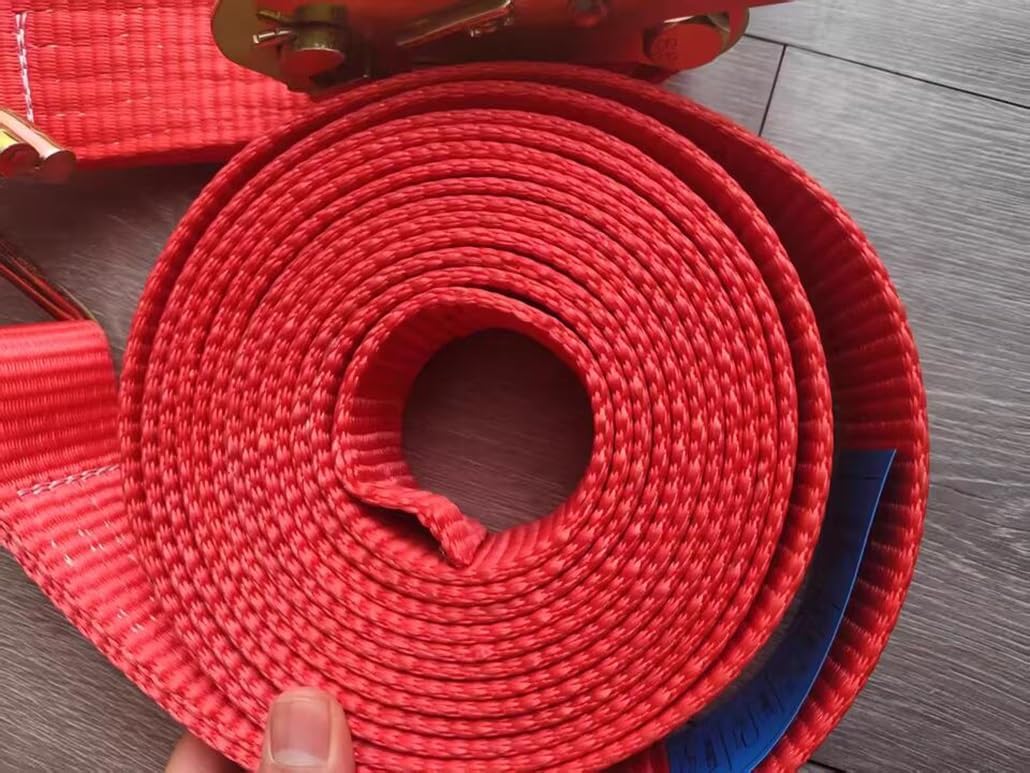 3.3-52' Long Ratchet Tie Down Strap, 1/1.5/2" Wide Heavy Duty Logistic Cargo Straps for Flatbeds Trailers Farms Rescues Tree Saver Boat Jet Ski(W 2",L 9.8')