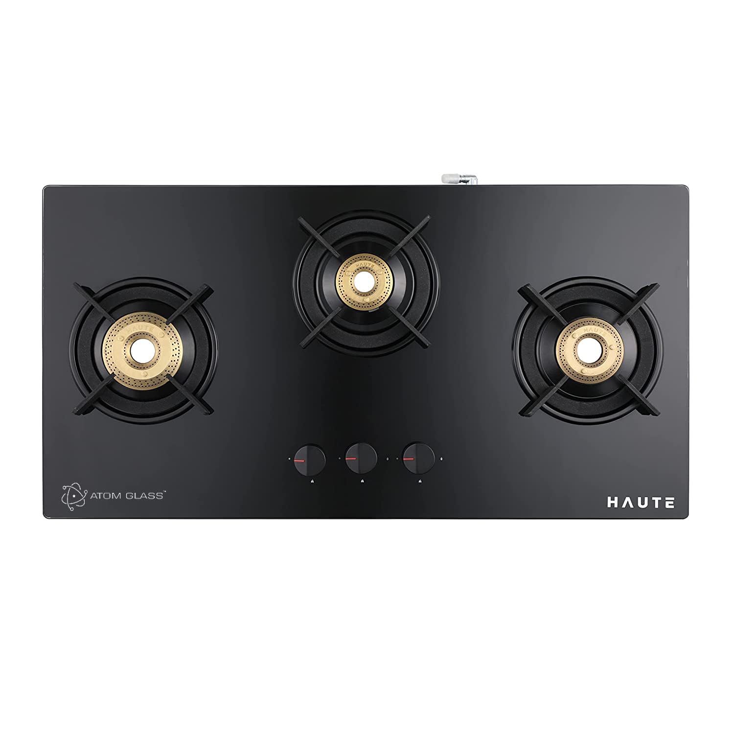 Haute Evoque series 3.0 Black 3 Burner Manual Stove | 8 MM Atom Glass | ISI certified |LPG and PNG |Door Step Service |10 Year Warranty by Haute Home