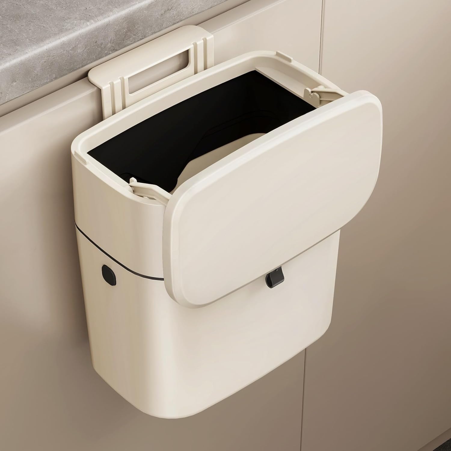 Mustorn Pattumiera Da Appendere, 7L Pattumiera Sottolavello Montaggio A Parete Secchio Spazzatura Cestino Spazzatura Cucina Bidoni Spazzatura Salvaspazio Impermeabile E Antiodore(Bianco)