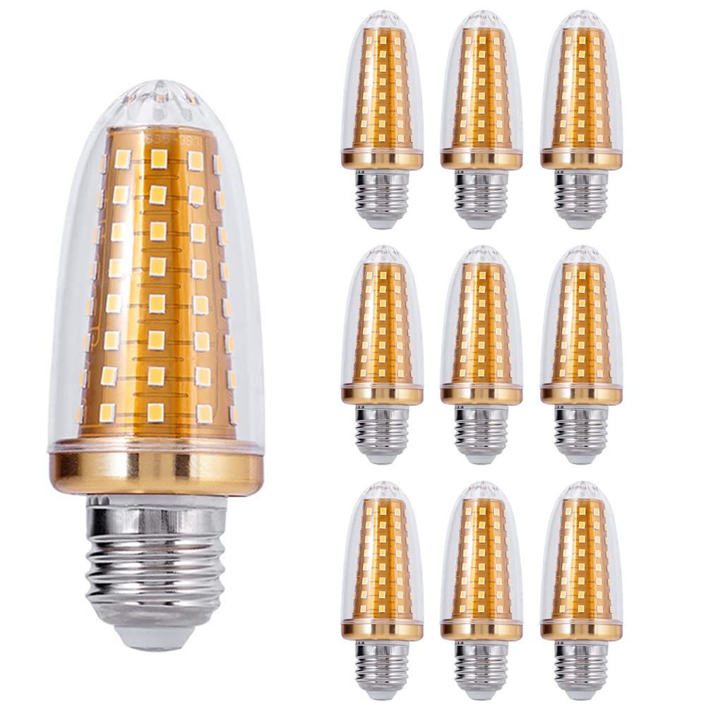 Lot de 10 Ampoules, Ampoule de maïs Pointue LED 18 W 1200 LM Non stroboscopique, Blanc Chaud, Blanc Froid, Gradation trichromatique E14/E27, Domestique/Commercial.