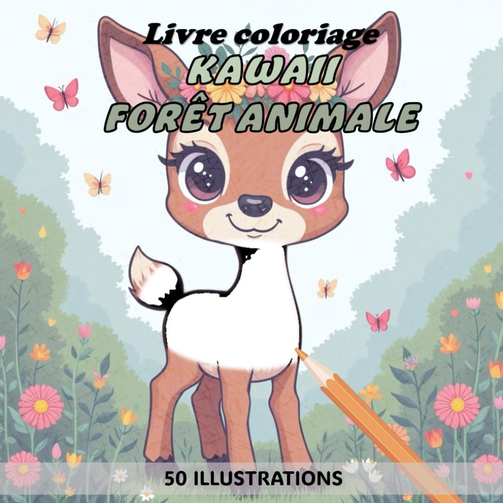 Cahier de Coloriage Kawaii - Animaux de la Forêt: 50 illustrations
