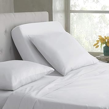 Split Head King Sheet Set 4Pcs Half Split Sheets Sets for Adjustable beds, 100% Cotton Split King Sheets, deep Pocket Upto 16 inches White Solid, King/28 Top Split