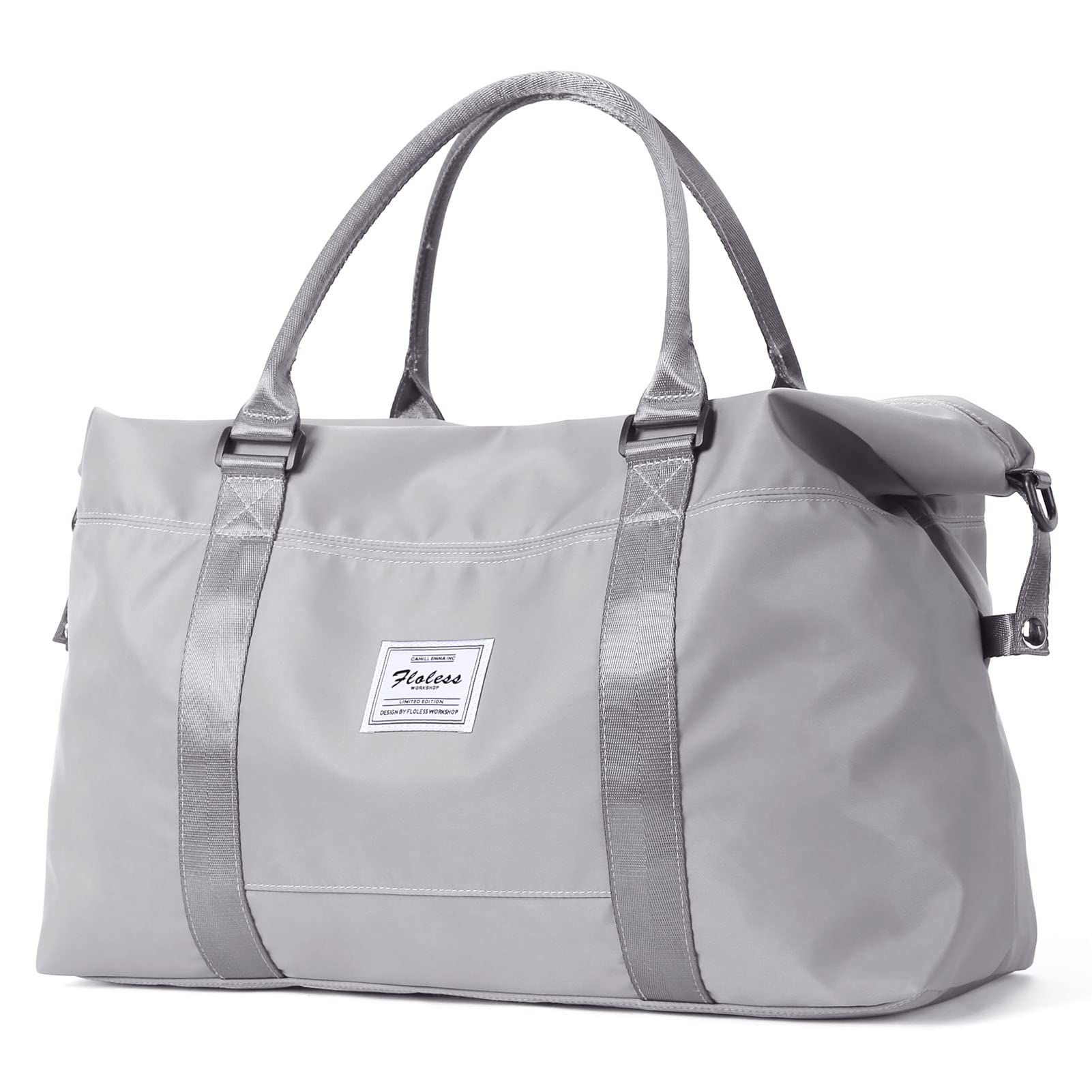 Travel Gym Bag for Women, LANBX Tote Bag Carry on Luggage Sport Duffle Weekender Overnight Bags with Wet Pocket (Grey)