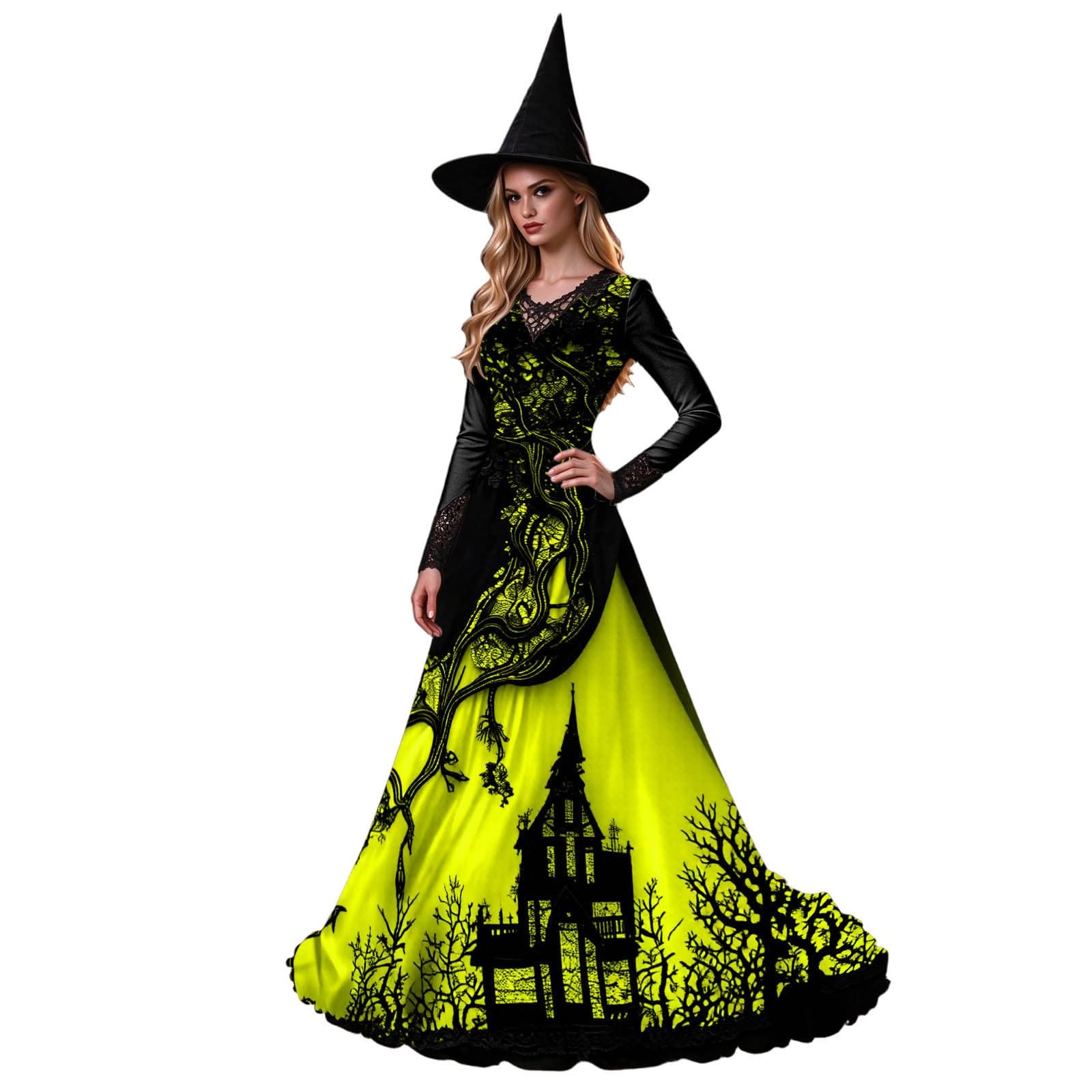 Witch Halloween Costume For Women Elegant Gothic A-Line Lace Dress โ image 1
