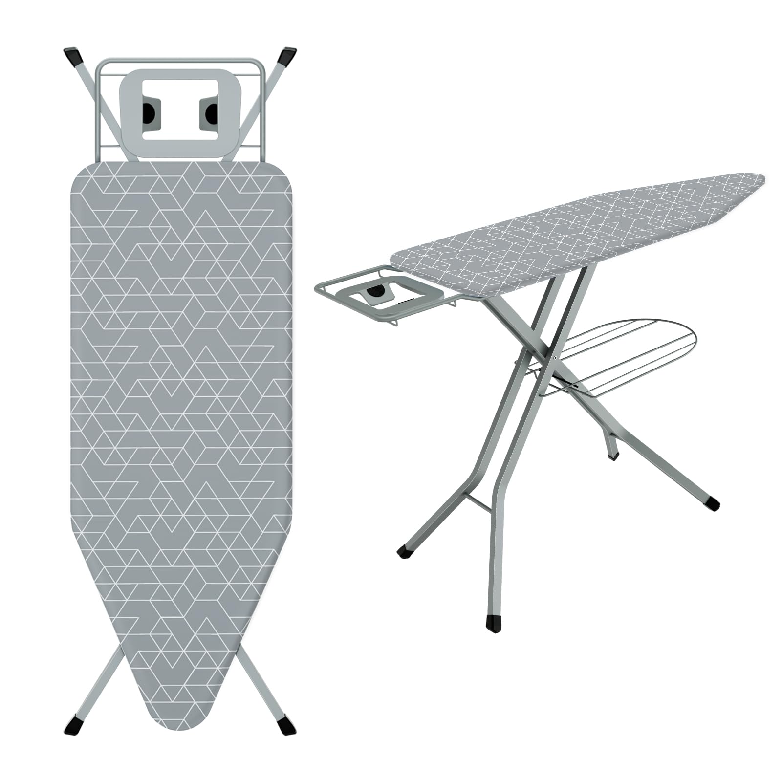 STO STO Asse Da Stiro Pieghevole 114,3x35,6 Cm - Con Supporto Ferro, Altezza Regolabile 73,7-91,4 Cm, Gambe In Acciaio, Grigio Scacchi