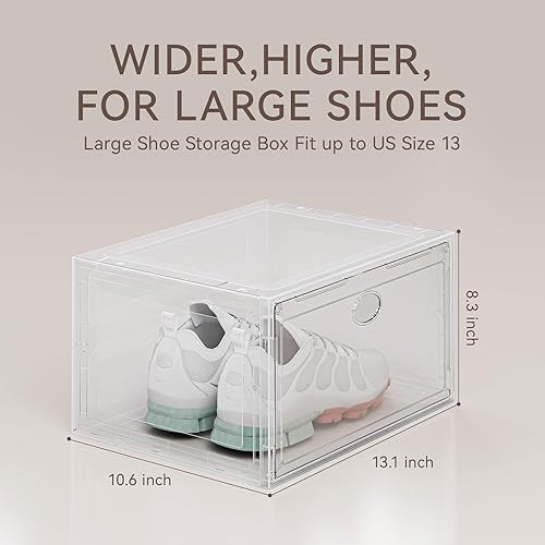 Miniatura 3 de Paquete de 8 cajas de almacenamiento de zapatos, contenedores organizadores de zapatos de plástico duro para tenis, cajas de zapatos de plástico