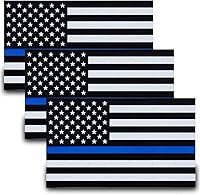 Vista 1 de Besby 3 piezas de calcomanías reflectantes con bandera de EE. UU., adhesivo de bandera americana con línea azul delgada para auto, portátil