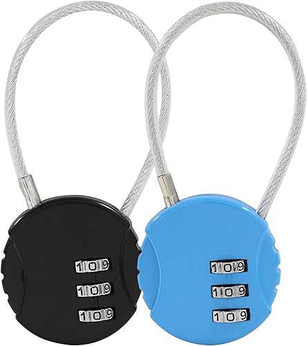Waziaqoc 2 cerraduras de cuerda de alambre, mini cerradura de combinación, candado de cuerda de alambre para equipaje, armario de gimnasio, joyero,