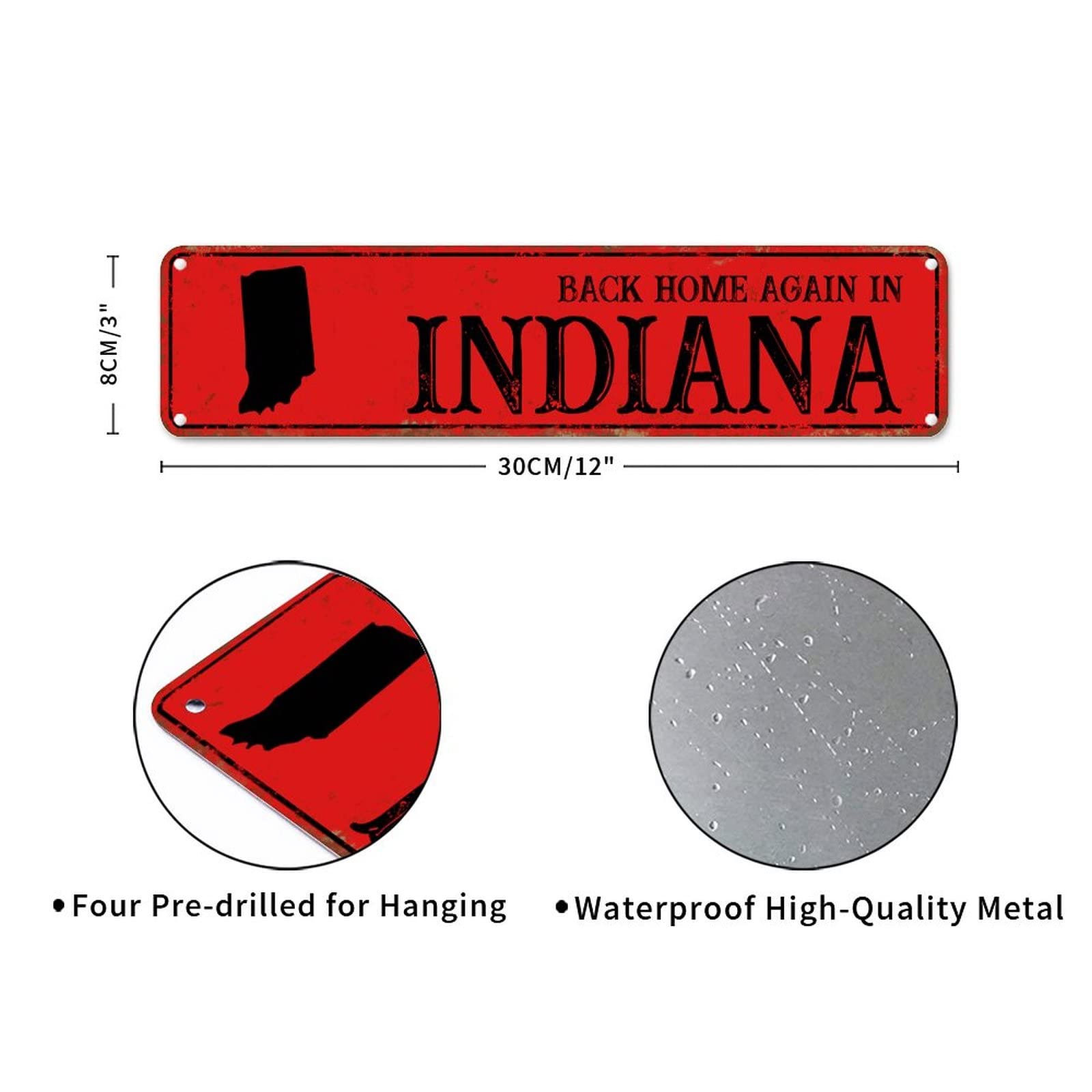 Back Home Again In Indiana Signs Indiana Metal Sign Custom Rustic America State Home Yellow Metal