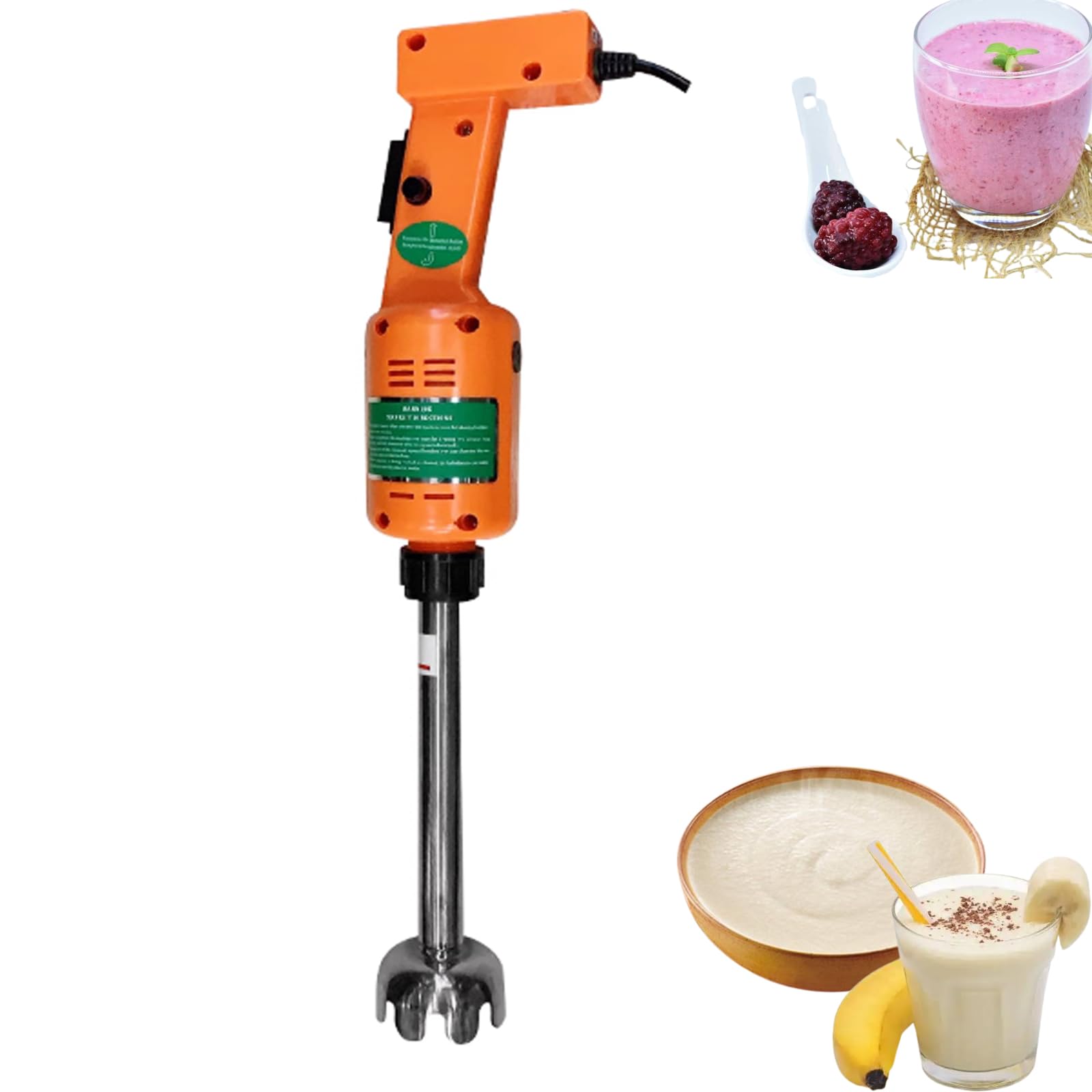 Frullatore a Immersione Professionale, Sbattitore Manuale Per Impieghi Gravosi Da 500 W, 12.000 Giri/min, Albero Rimovibile, Frullatore Portatile Multiuso Per Zuppe, Salse, Purè Di Patate, Panna