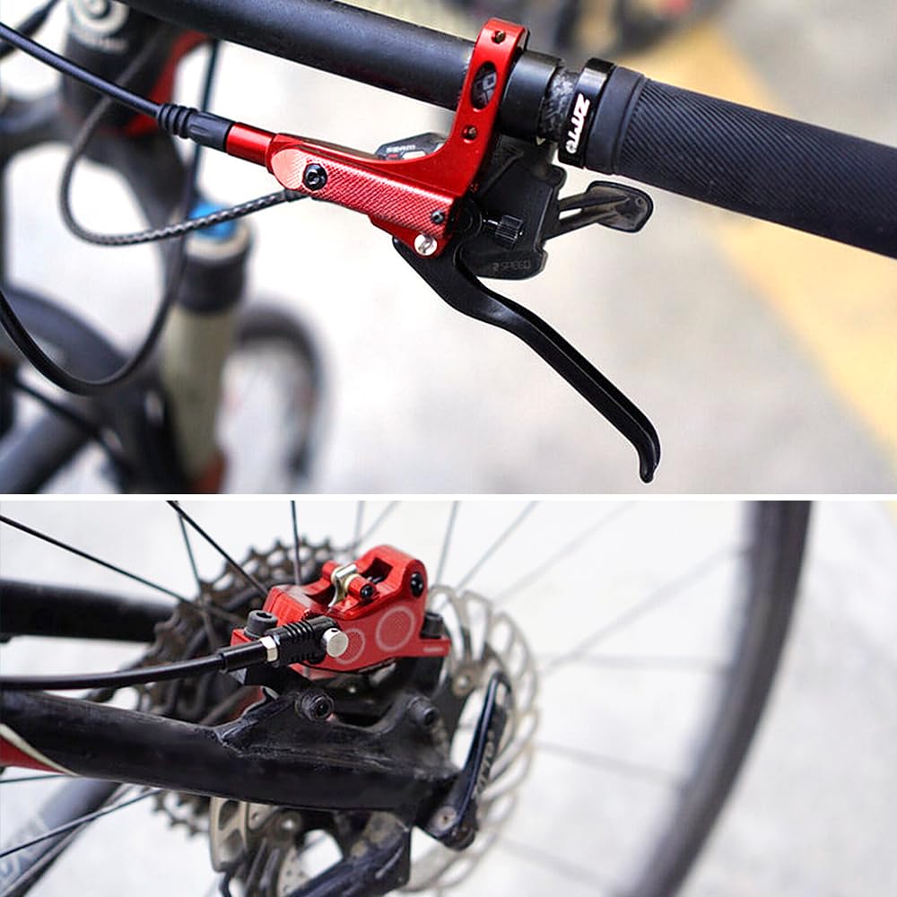 Freno de disco hidráulico MTB de 4 pistones para bicicleta de montaña delantera y trasera, freno de bicicleta para carretera y montaña con diseño de doble freno, transmisión de presión de aceite