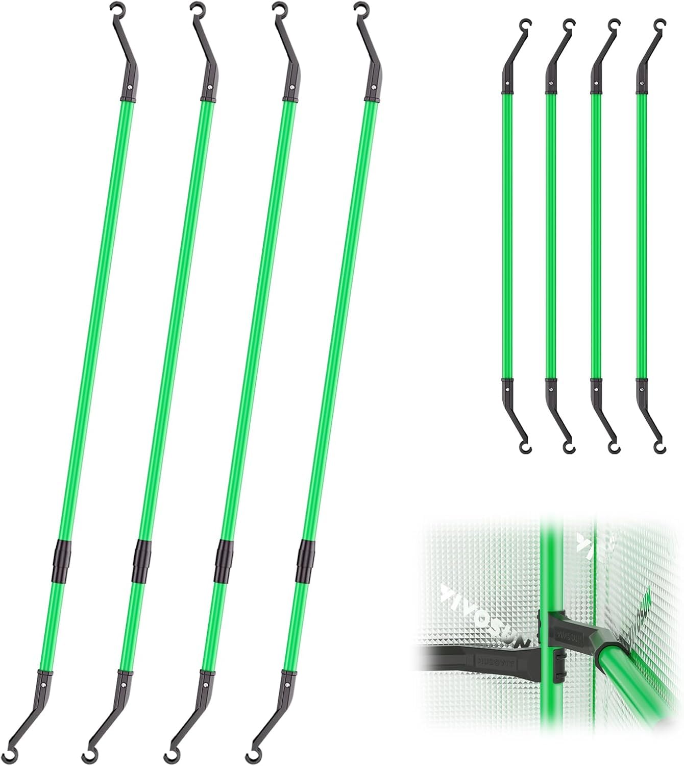 VIVOSUNGrow Tent High CFM Kit, Green Pole Range of 24"-48", Suitable for 2'x2', 3'x3', 4'x2' and 4'x4'Grow Tent, 4-Pack