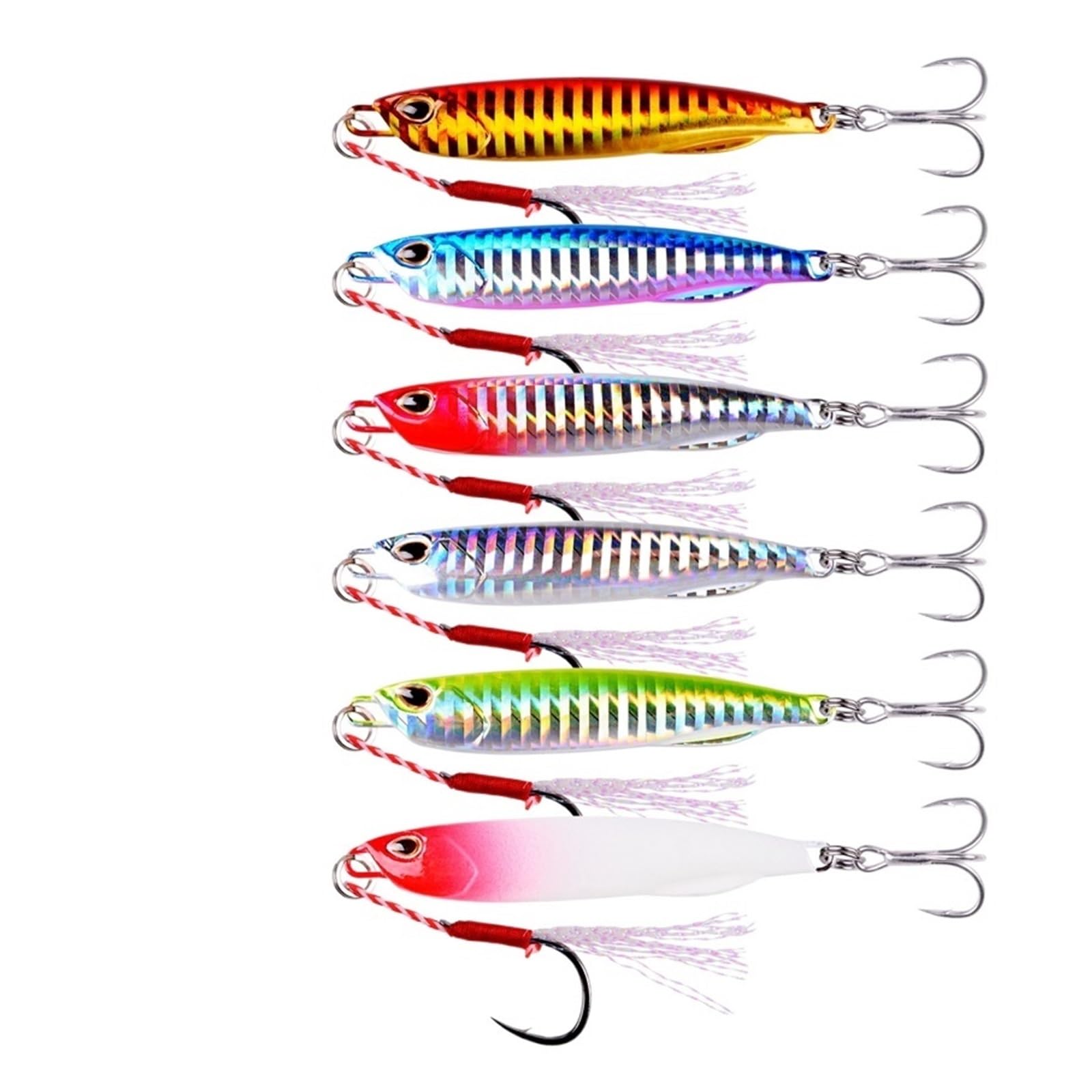 XILILHC 6PC Esche Slim Metal Casting Jig 10G 15G 20G 30G 40G Shore Drag Long Cast Cucchiaio da Jigging Richiamo di Pesca in Mare Esca Artificiale Attrezzatura
