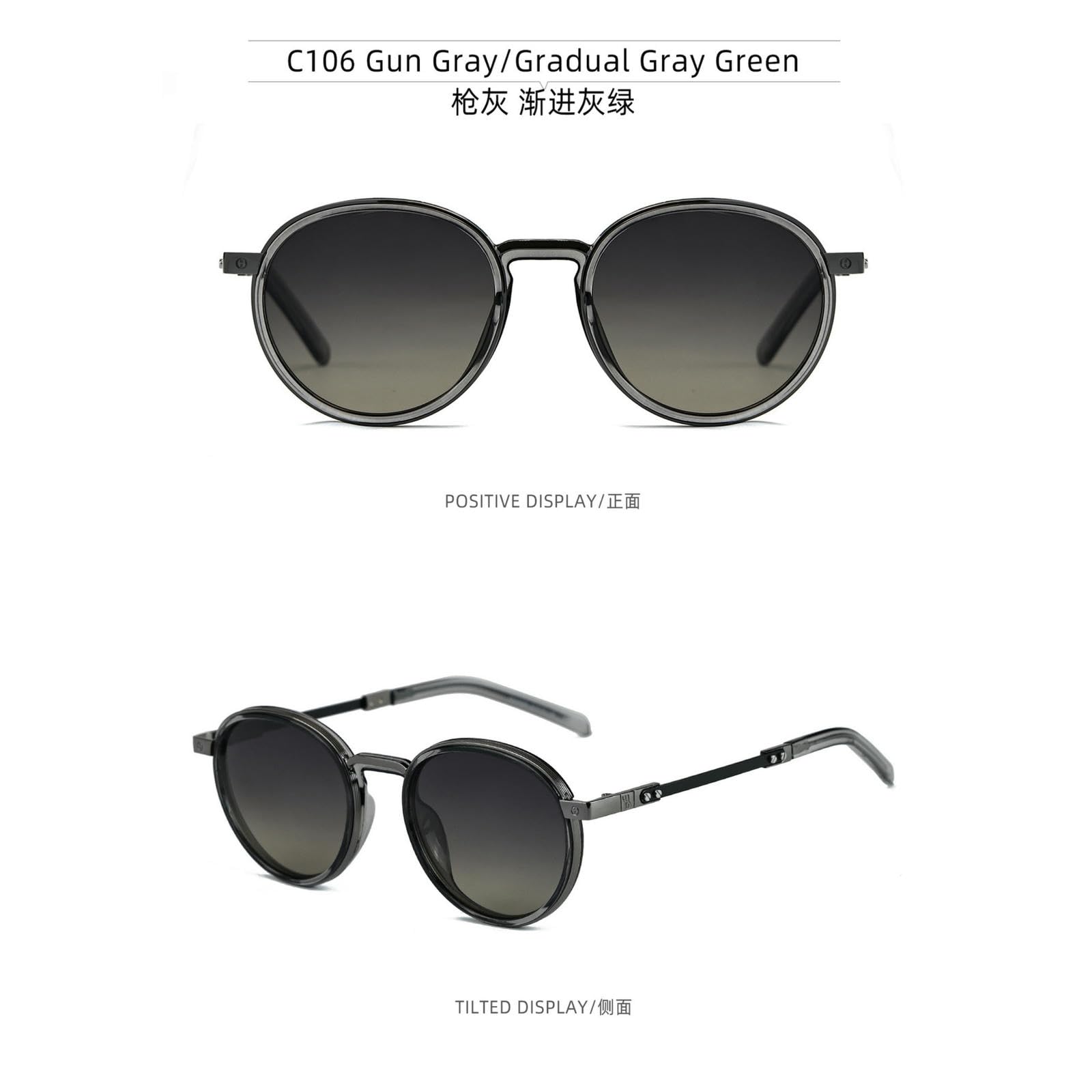 Sonnenbrille Damen Frauen Mode Kleiner Rahmen Straßenfotografie Outdoor Reisen Strand Sonnenbrille-c106 Schussgrau Progressiv Grau Grün