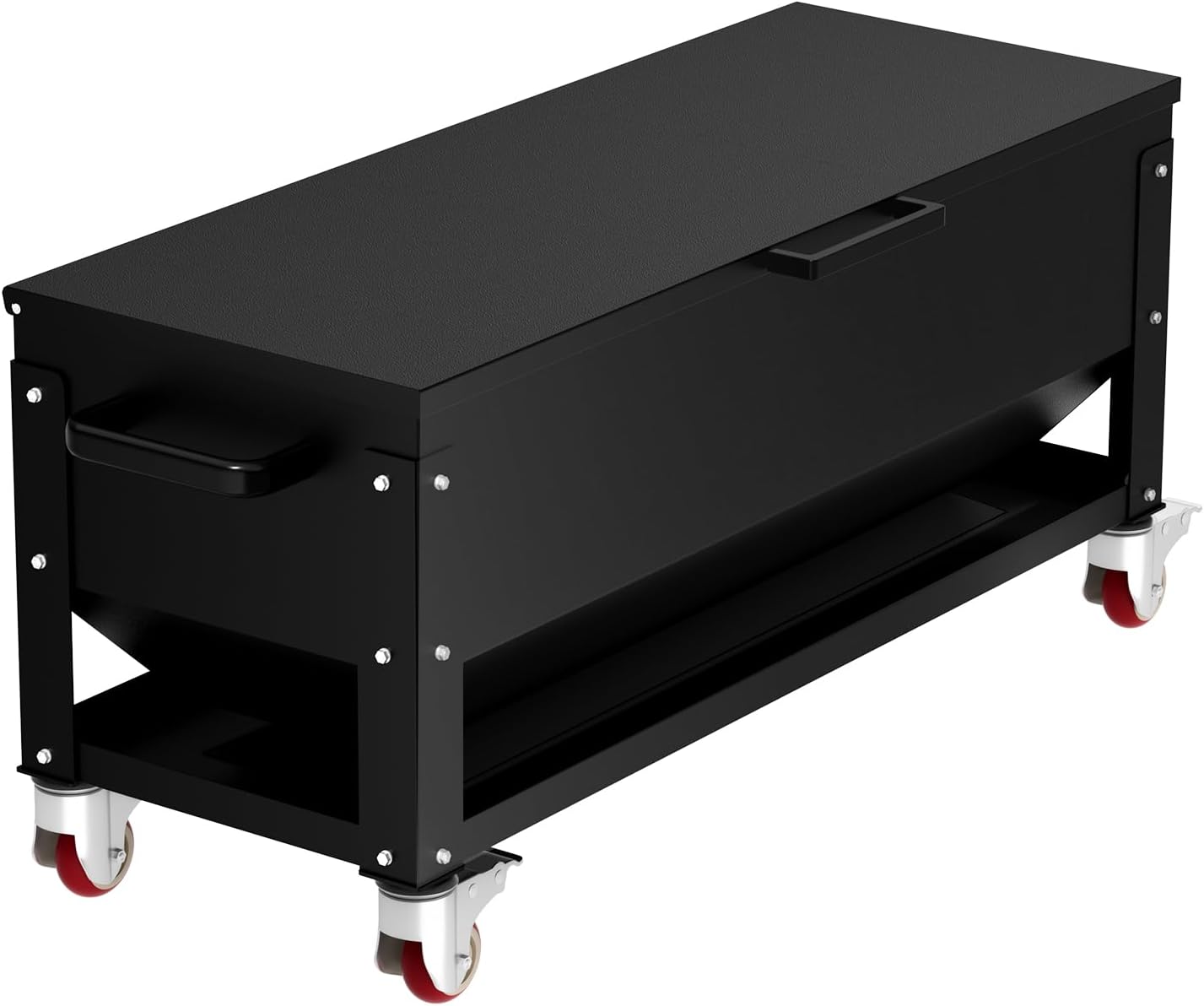 Portable Metal Chicken Feeder with Waterproof Lid, Freestanding Chicken Feeding Box with 120 lbs Large Capacity for Chickens, No Waste Gravity Poultry Feeder