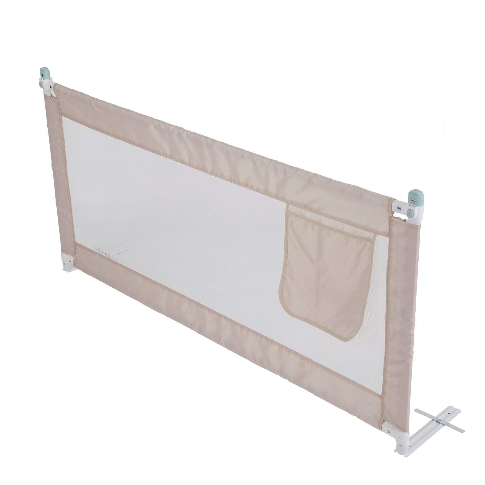 Dhouse Bed Guard 180x80CM Bed Rail Foldable and Adjustable Bed Rail for Protecting Your Children Toddler Bed Guard Adjustable Height Anti-Fall Bed Guard(Beige)