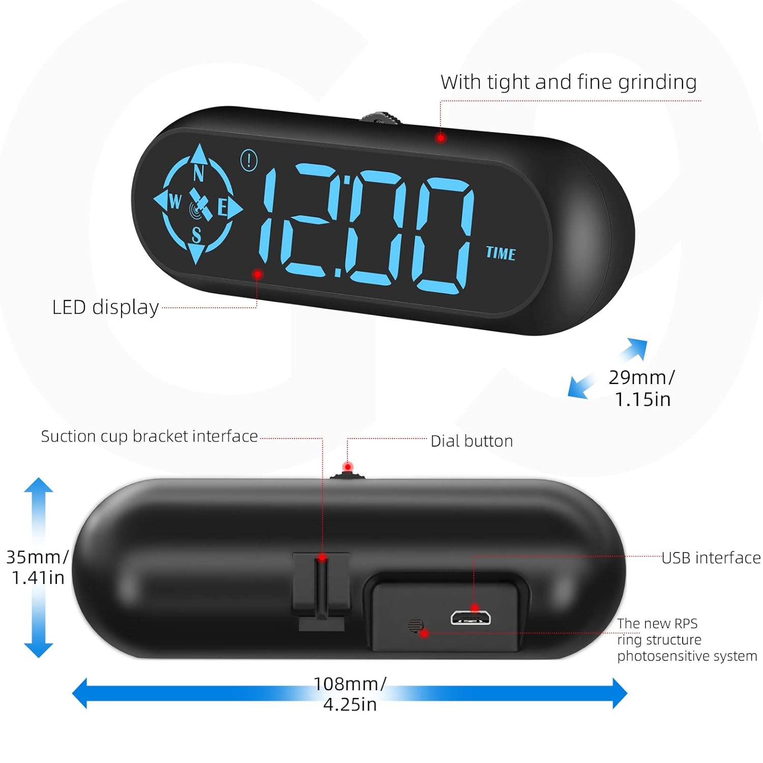 7 Light Colors USB GPS Car HUD Head Up Display KM/H MPH Speedometer Speeding Alarm Fatigue Driving Reminder Compass Car Auto Accessories