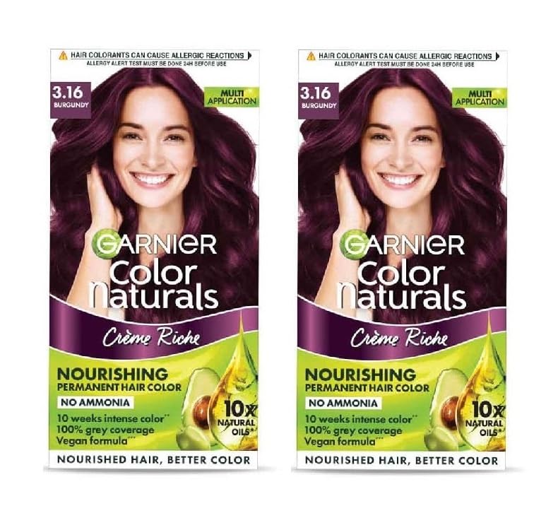 Garnier Color Naturals Crème hair color, Shade 3.16 Burgundy, 35ml + 30g Mini (PACK OF 2)
