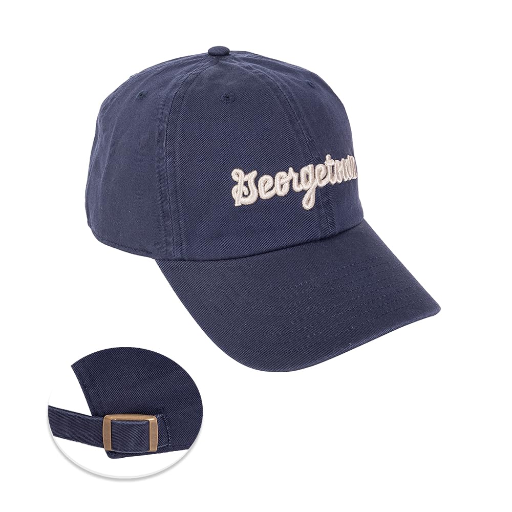 Desert Cactus Georgetown University Baseball Hat Hoyas GU Brimmed Embroirderd Hats Cap Adjustable Cloth Strap Adult (Style 3) Blue