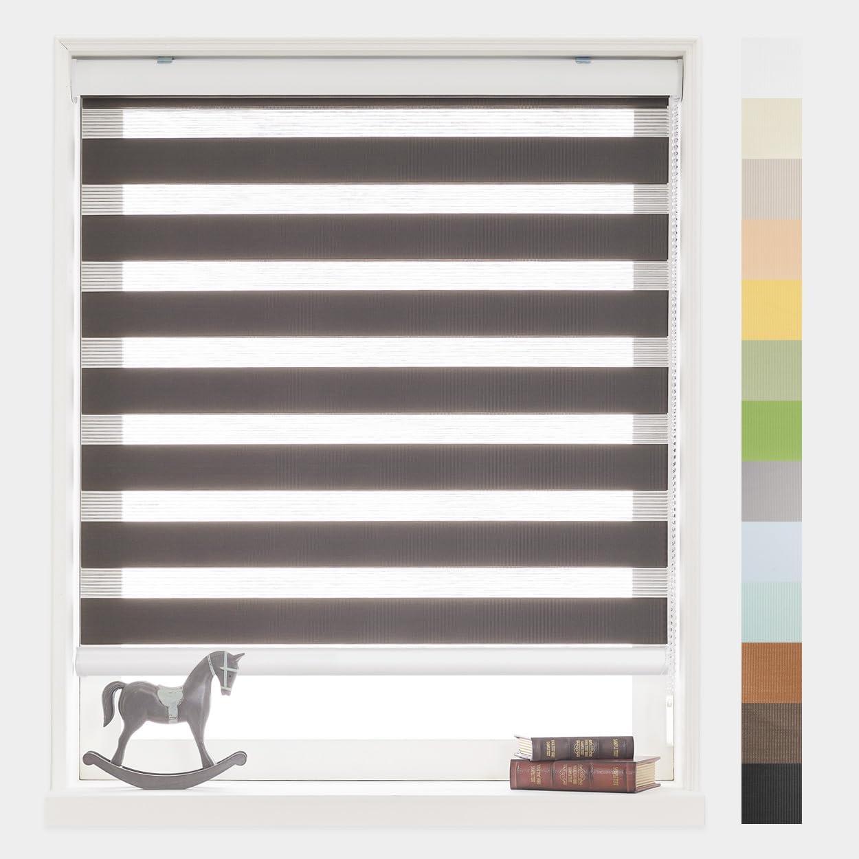 Foiresoft Custom Zebra Blinds for Windows, Light Filtering Day Night Dual Layer Blinds for Home & Office, Adjustable Privacy, Made to Order for Inside or Outside Mount