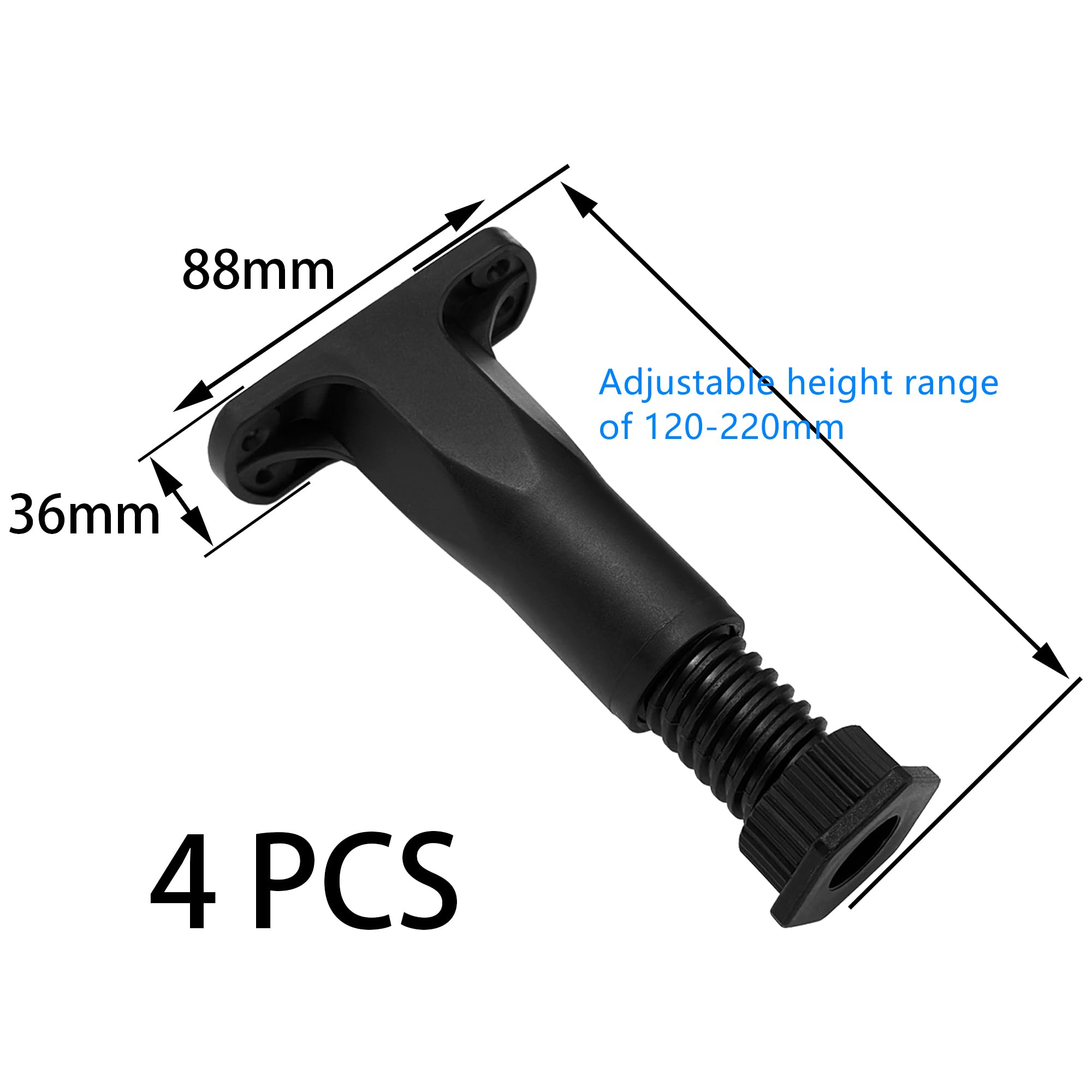 DDHOMIN 4 PCS Adjustable Plastic Support Legs for Bed Frames Sofa, Furnitures and Tables (120mm-220mm), Black - Image 3