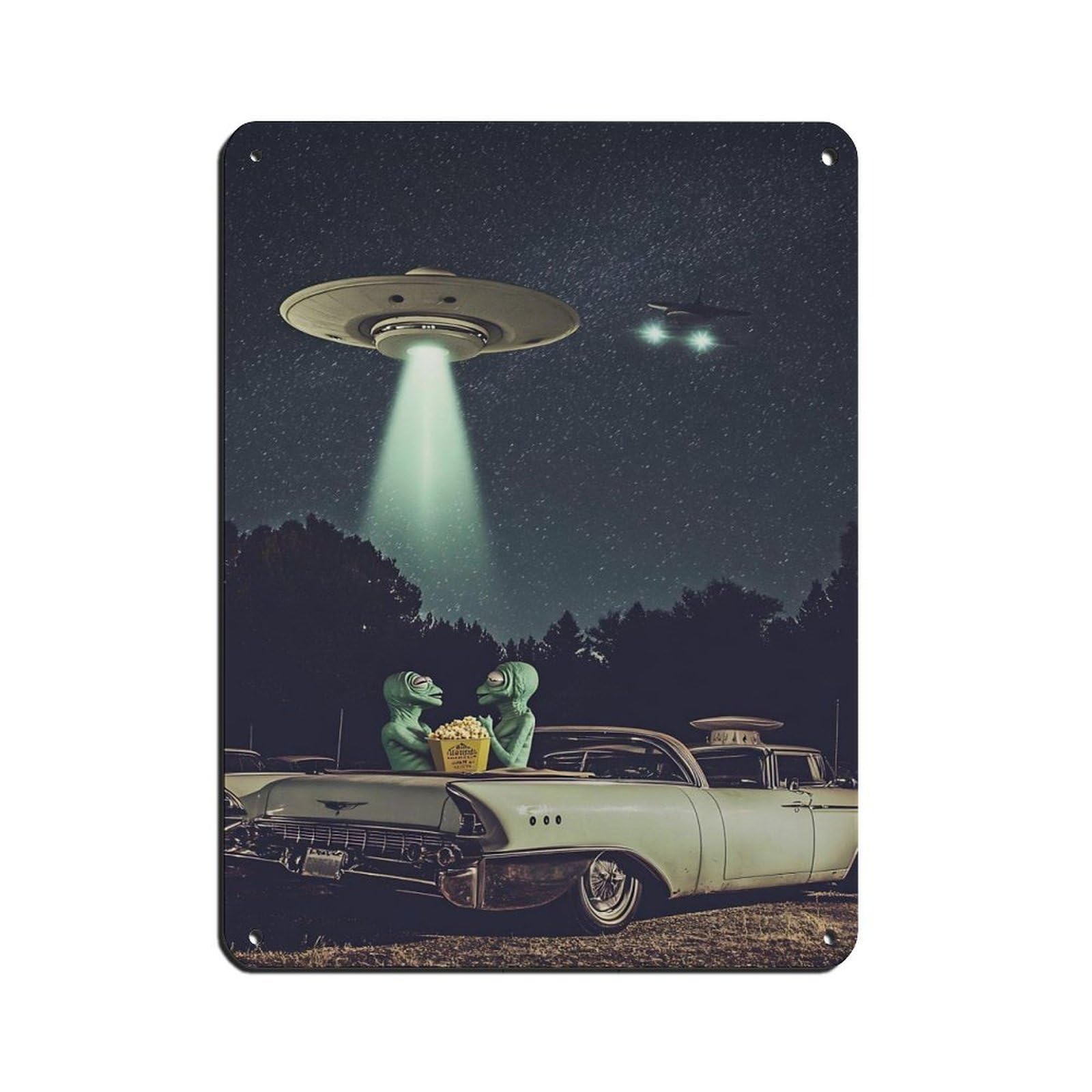 Retro Sci-Fi Decor, Vintage Spaceship Art Retro Poster Metal Tin Sign Chic Art Retro Iron Painting Bar People Cave Cafe Family Garage Poster Wall Decoration 12x16inch(30x40cm)