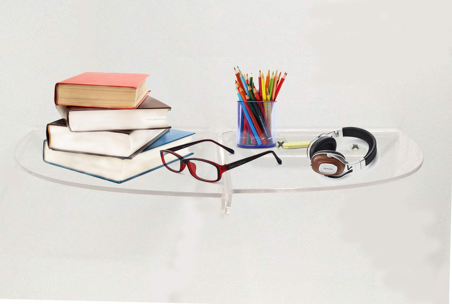 BlingSoulClear Acrylic Corner Shelf (Pack of 4), 5mm Thick Floating Bathroom Shelves, Wall Decor, Shower Caddy, Picture Display Shelves, Kids Bookshelves, Makeup Organizer (25.4 x 28cm)