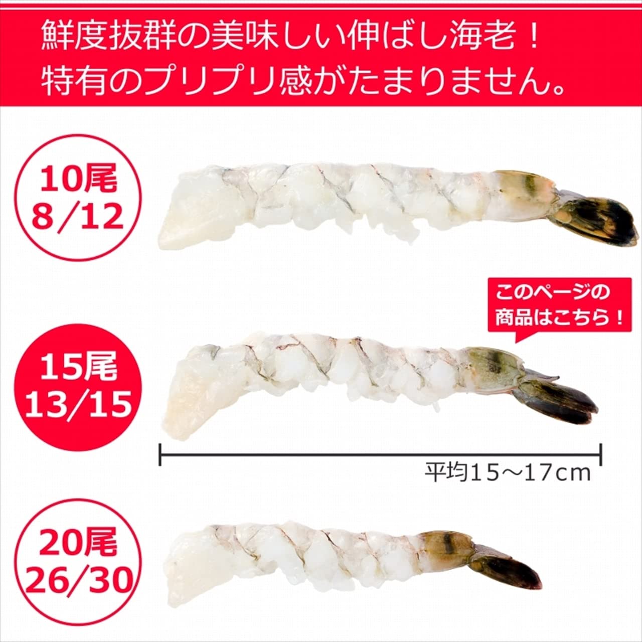 Amazon.co.jp: 築地の王様 伸ばし生海老 （13/15・15尾）ビッグサイズ