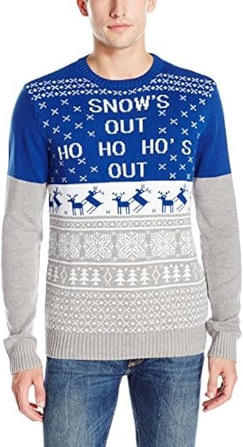 UglyChristmasSweater Mens Assorted Crew Neck Sweaters with Fun Xmas Icons, Sculls, and Sayings