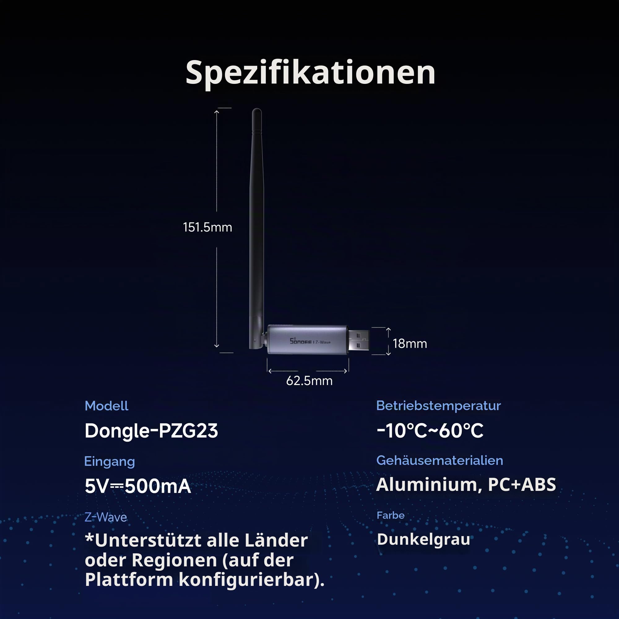 SONOFF Z-Wave 800 Dongle Plus (Dongle-PZG23), USB-Stick mit EFR32ZG23, kompatibel mit Home Assistant und openHAB, S2-Sicherheit, stabile und weitreichende Smart-Home-Steuerung