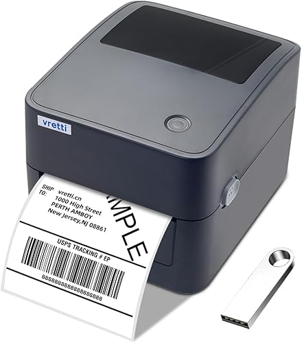 vretti Impresora térmica de etiquetas de envío Impresora de etiquetas de 4 x 6 para paquetes de envío Impresora térmica USB 410B compatible con