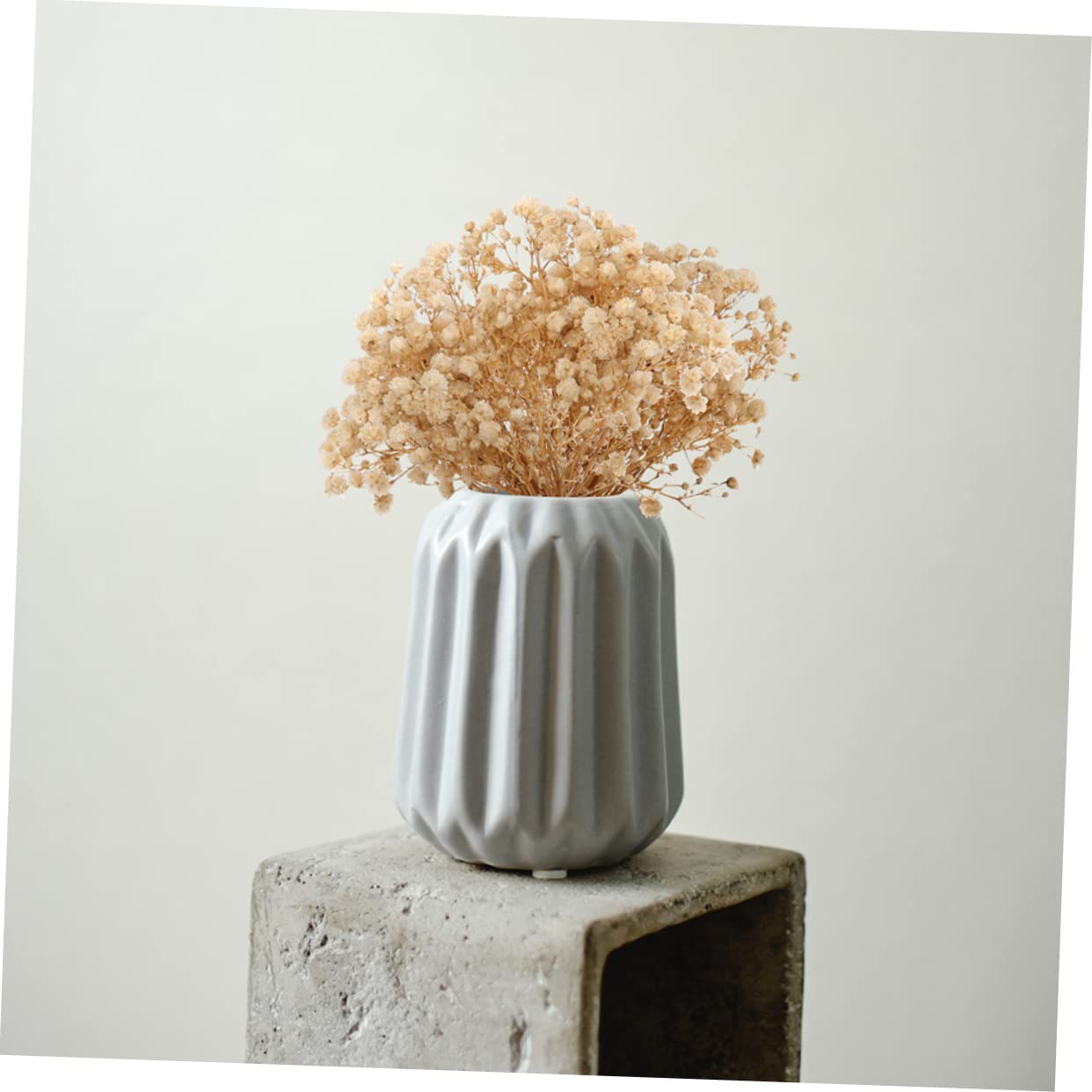 MAGICLULU 4 Pièces 10 Petit Bouquet de gypsophile bouda Decoration Interieure Fleur sechees Fleurs séchées pour l'artisanat Bouquet de Fleurs séchées Fausse gypsophile pour Vase Beige