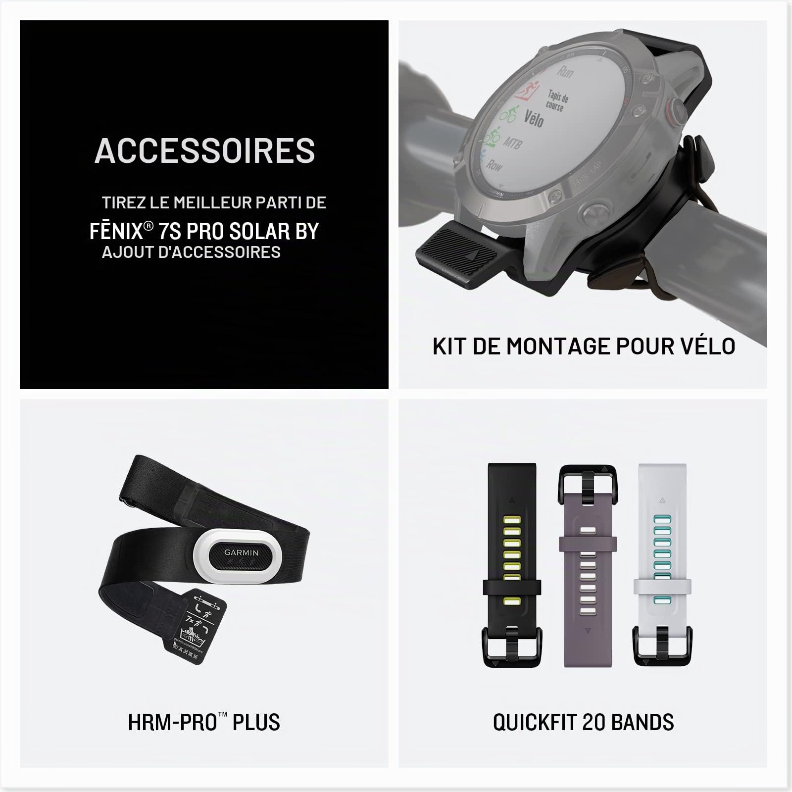 Garmin fēnix 7S Pro, Solar - Montre GPS Multisports connectée – Silver avec Bracelet Gris – Boîtier 42 mm (Reconditionné)