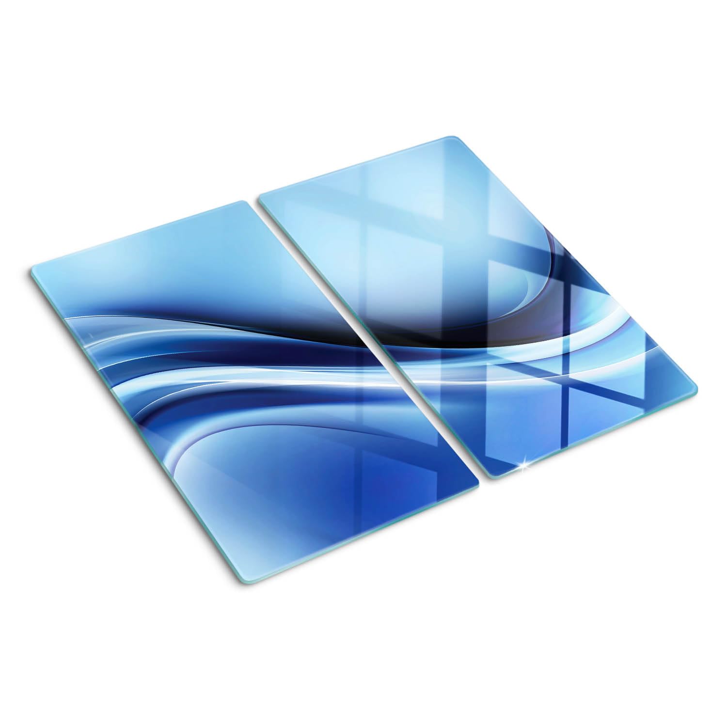 Planche à découper en verre résistant à la chaleur avec impression vagues modernes symétriques