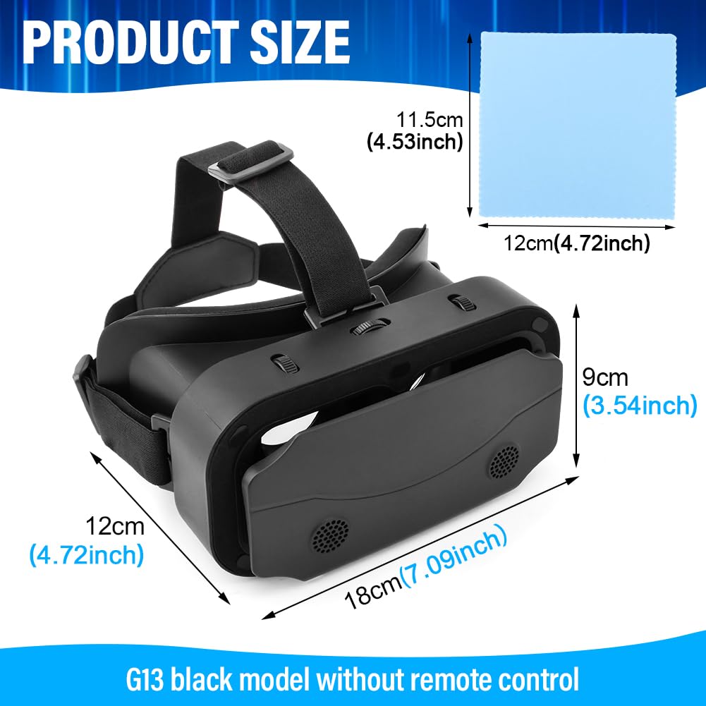 TECKNET VR-Bril voor Mobiele Telefoons met Handgreep, 3D Virtual Reality Headset, 110° FOV, Anti-Blauw Licht, Verstelbare Instellingen, Compatibel met iPhone en Samsung