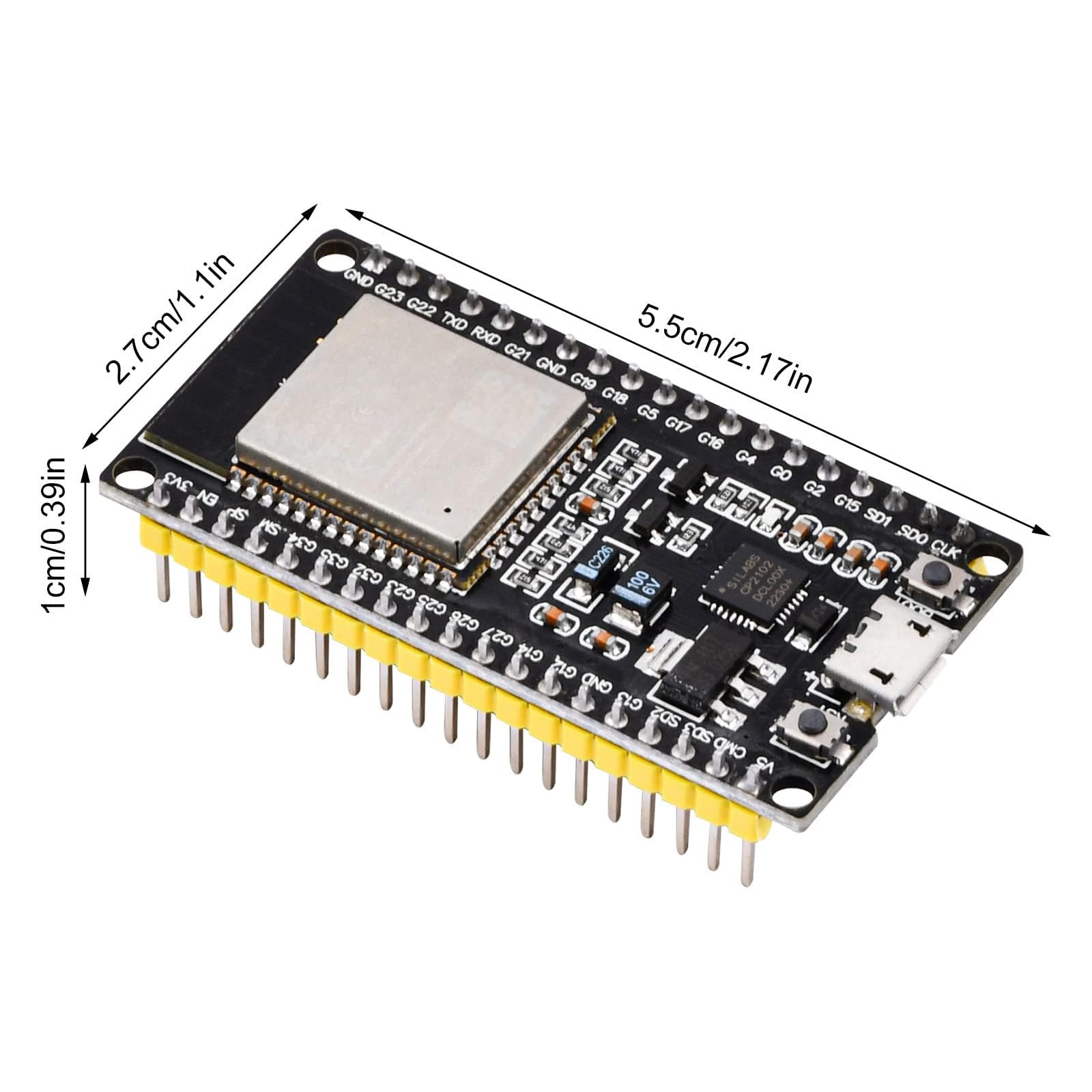 Diymore ESP32 NodeMCU Ontwikkelingsboard – 3 Stuks, 2,4 GHz Dual-core WiFi + Bluetooth, CP2102, 4MB Flash – Voor IoT En Sensorprojecten