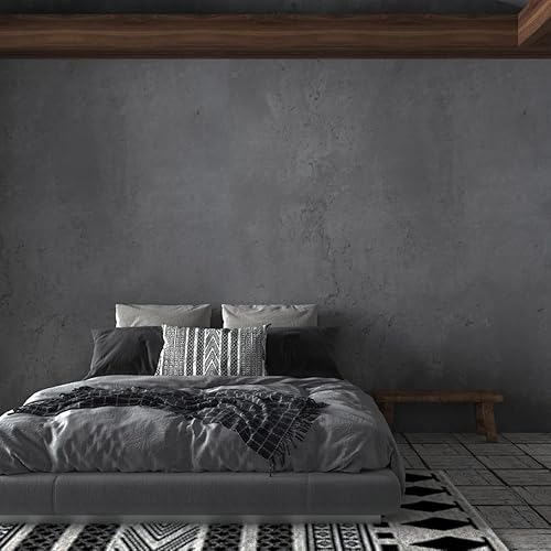 Miniatura 3 de Papel tapiz de hormigón gris oscuro de 16 x 708 pulgadas, papel de contacto para despegar y pegar, papel tapiz de cemento sintético grueso, textura