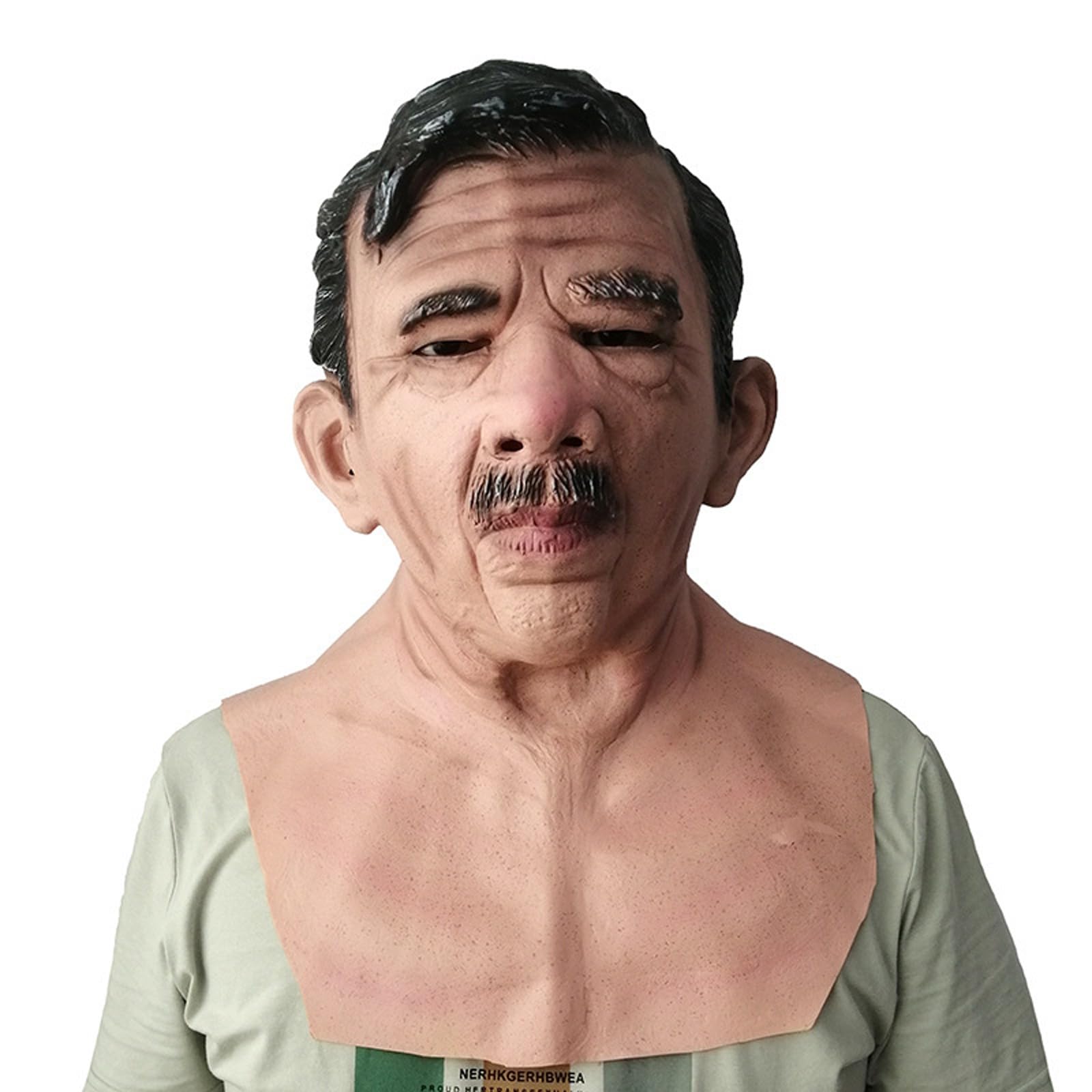 Anuedgis Halloween Realistic Old Man Mask Costume Scary Latex Wrinkle Face Mask for Carnival Cosplay Party Masquerade Props (E-Black, One Size)