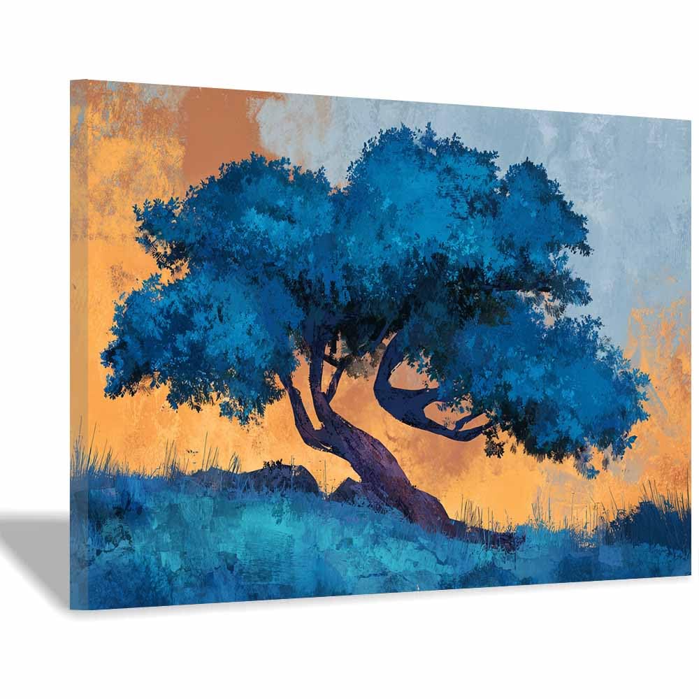 DMZPKZB Tree Of Life Large Wall Art Vintage Rooted Tree Colorful Canvas Art Prints,Abstract Painting,Scenery Wall Decor,For Gallery,Bedroom,Living Room And Hotel(Multicolor)-50x70cm Framed