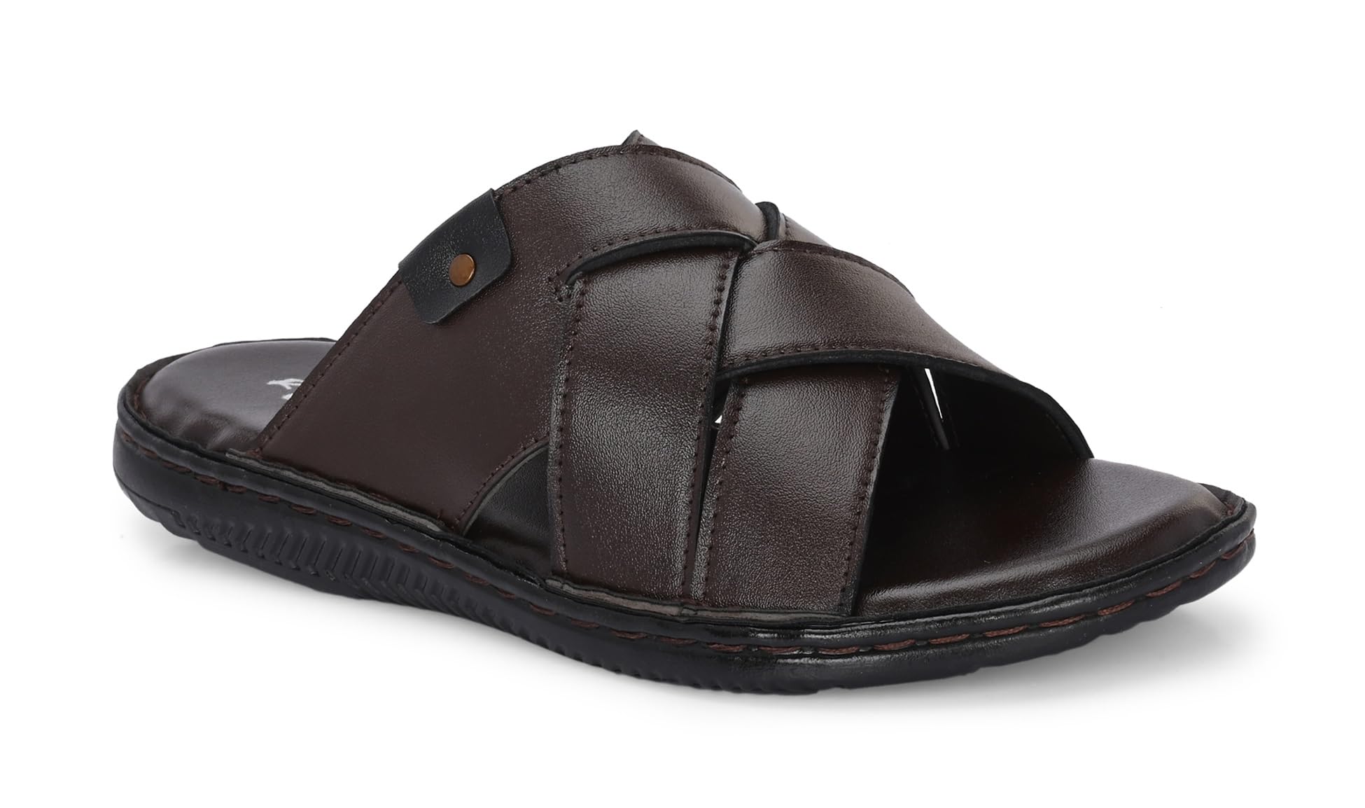 Rising Wolf Mens Synthetic Leather Daily Indoor Outdoor Comfort Stitched Open Toe Slip On Slipper (B0DB56KCWC) Amazon Price History, Amazon Price Tracker