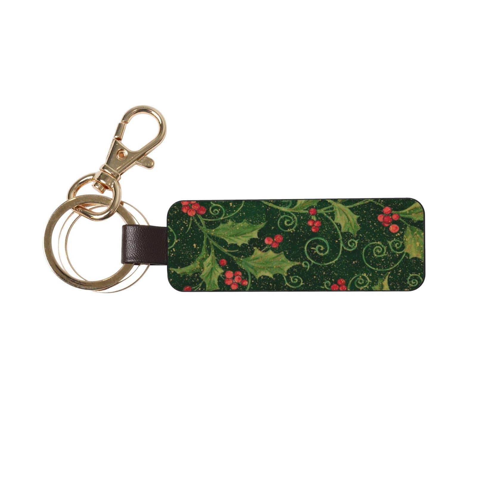 Hcmuxisen Unisex As Picture Holly, Pu Leather Keychain, Keychains Keyring Key Chain Ring 1 Pc