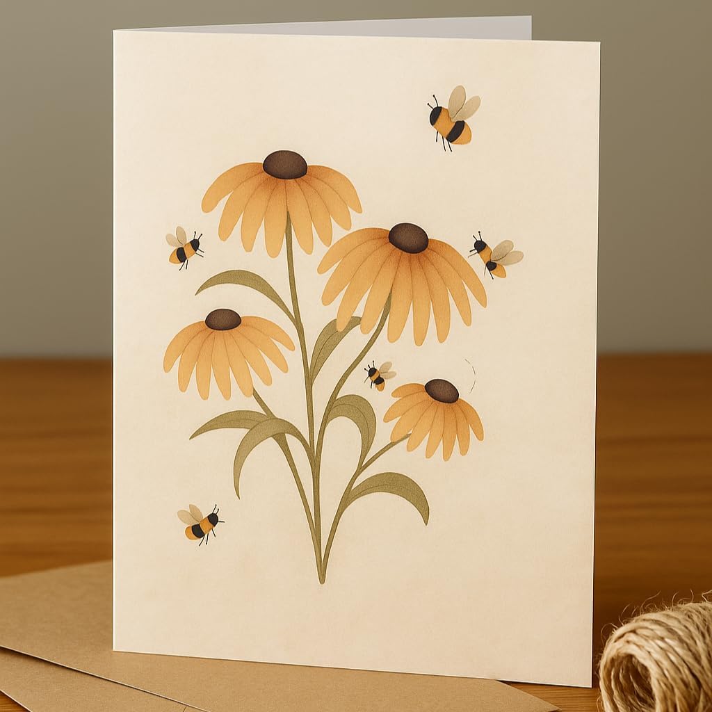 Blank Inside Greeting Card 5x7" with Envelope & Wax Seal – Watercolor Bee & Yellow Flower Design – All Occasion Card by Second Glance- Cards Worth Framing – Birthday, Mother’s Day, Thank You, Thinking Of You, Etc. - Image 6