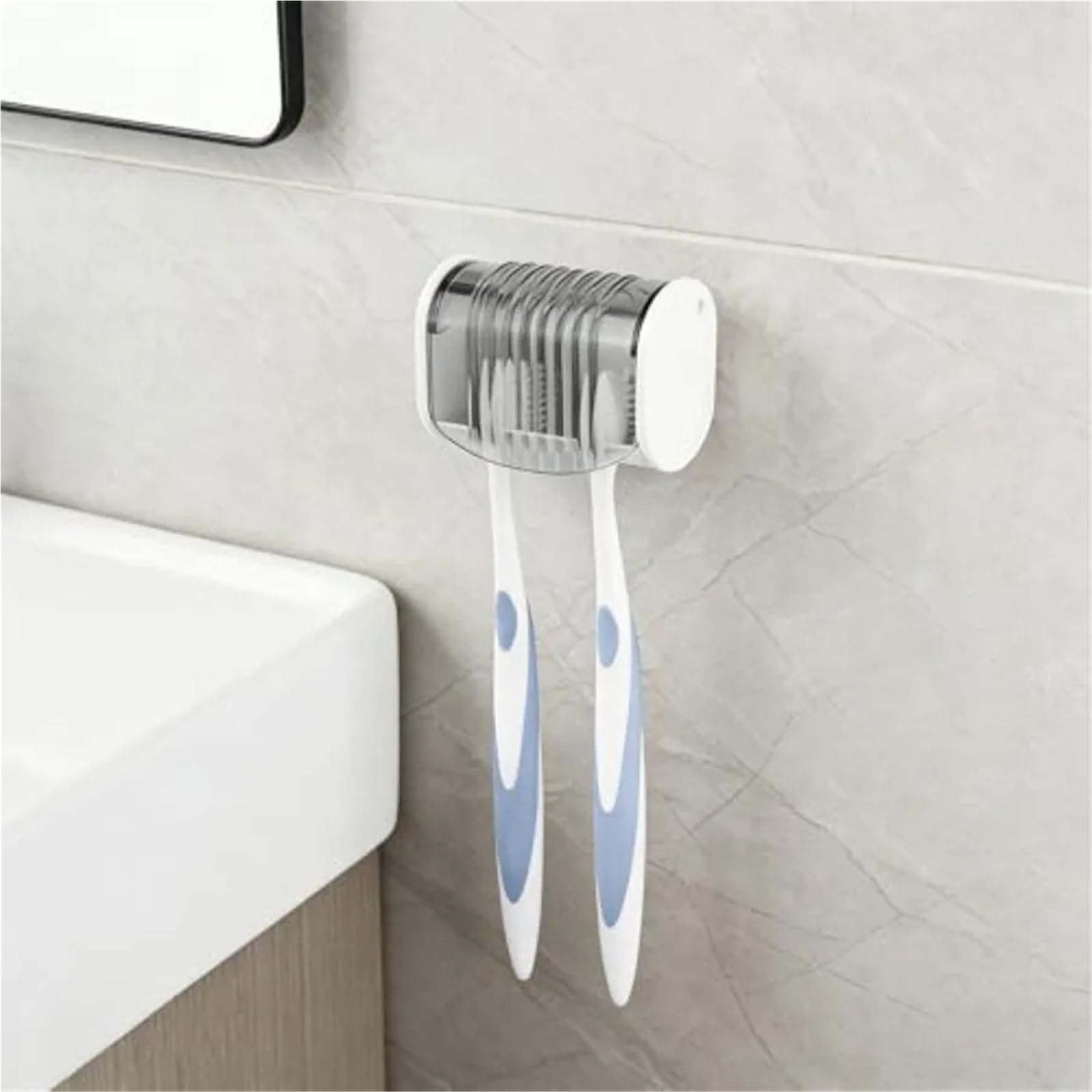 Porta Spazzolini Da Parete Portaspazzolino da parete 2 slot | Con coperchio organizer autoadesivo for doccia da bagno(2Pack)